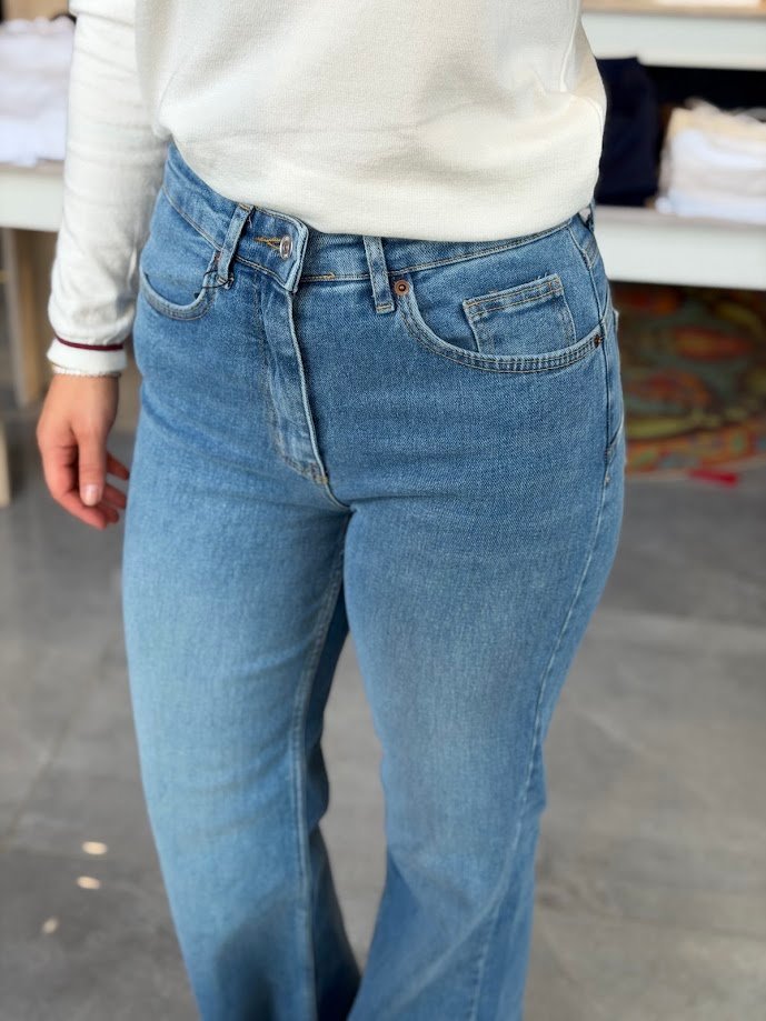 İspanyol Paça Pantalon Mavi
