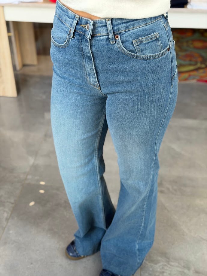 İspanyol Paça Pantalon Mavi
